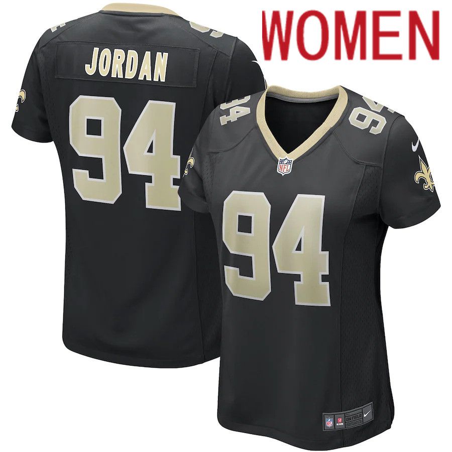 Women New Orleans Saints #94 Cameron Jordan Black Nike Game NFL Jersey->women nfl jersey->Women Jersey